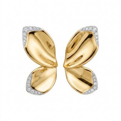 Lotus White Topaz highly polished 18K Gold over .925 Sterling Silver Italy made Earrings