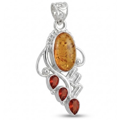 Sea Treasure Prehistoric Authentic Golden Baltic Amber .925 Sterling Silver beautifully handcrafted Pendant