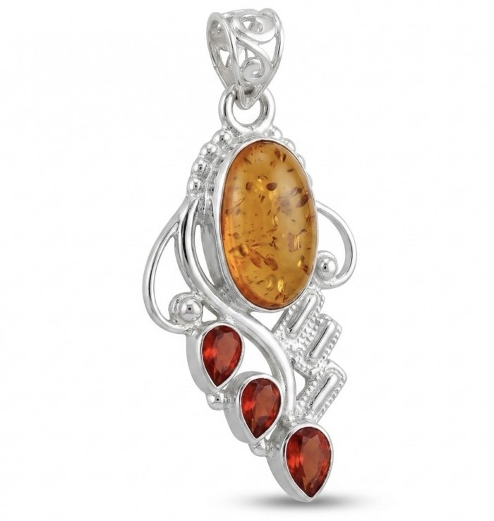 Sea Treasure Prehistoric Authentic Golden Baltic Amber .925 Sterling Silver beautifully handcrafted Pendant