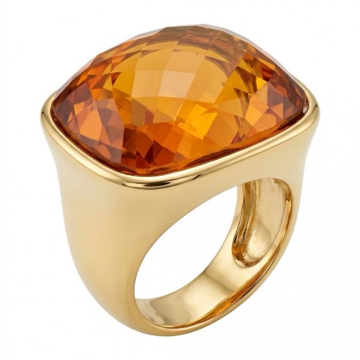 Golden Planet - 38.8 carat Golden Topaz Solid Statement golden Ring size 8 1/4