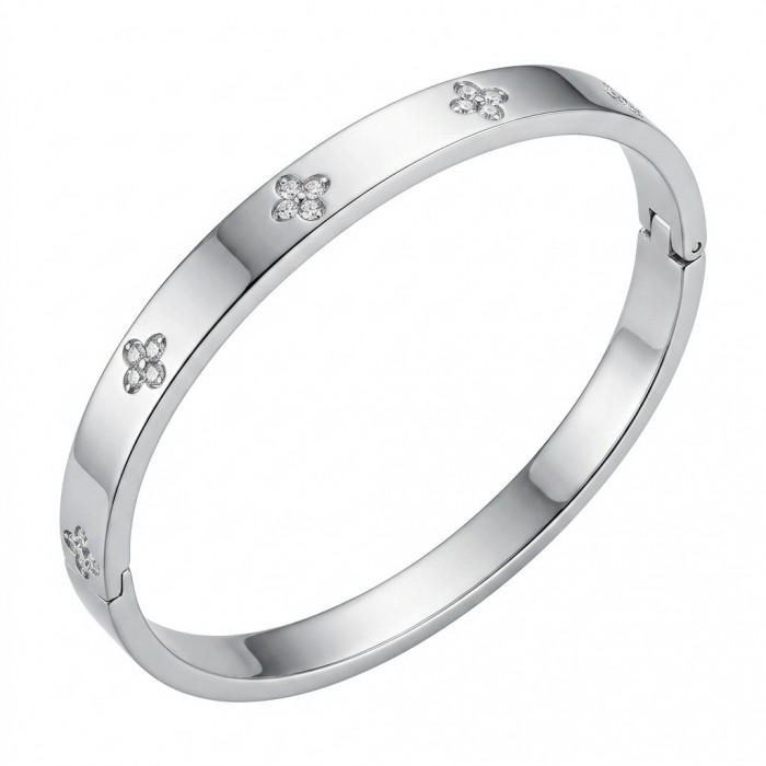 Precious pave White Topaz silver Women bracelet