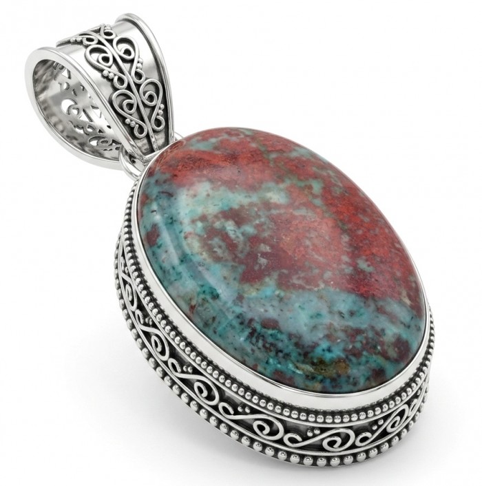 Unique Vintage Design Natural Sonora Jasper .925 Sterling Silver handmade Pendant