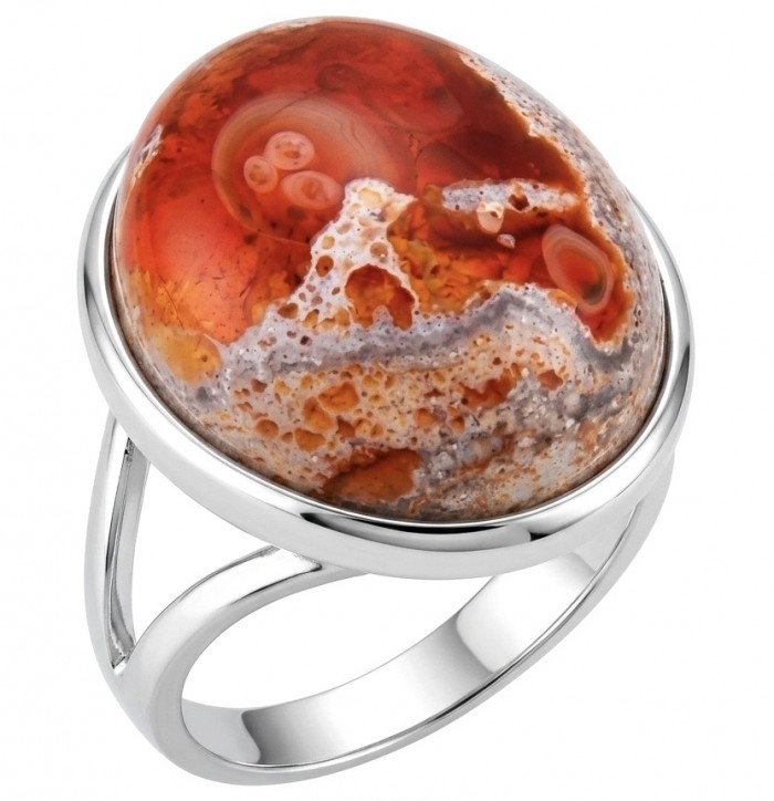 Queen of Fire best quality 22.4 carat Mexican Opal RHODIUM over .925 Sterling Silver handmade ring 5
