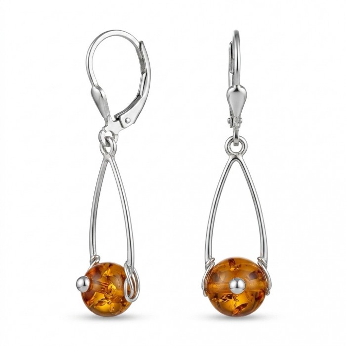Wonderful Baltic Amber .925 Sterling Silver entirely handcrafted earrings