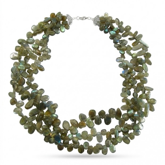 Blue Cascade Genuine Labradorite .925 Sterling Silver handcrafted Necklace