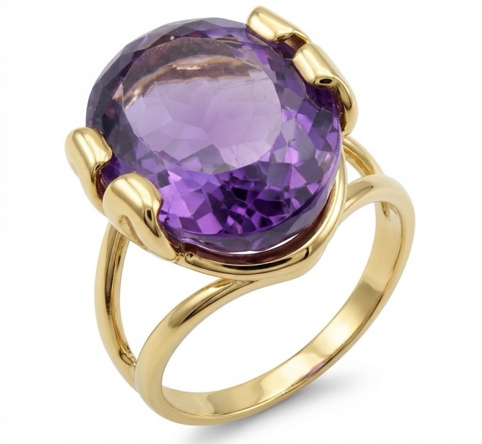 Purple Mystery 12.5 carat Amethyst .925 Sterling Silver dipped in 18K Gold Handcrafted Ring size 9