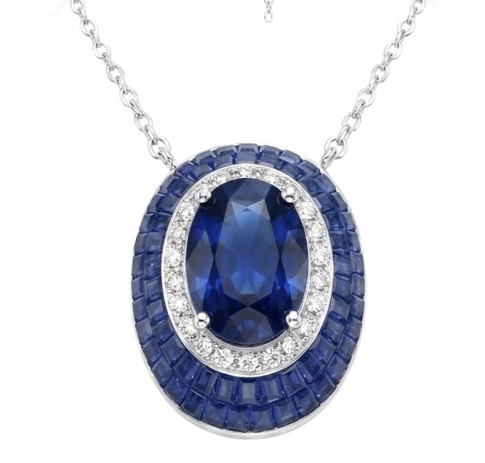 Born to Glam 12.2 carat Sapphire .925 Sterling Silver .925 Sterling Silver Statement Necklace