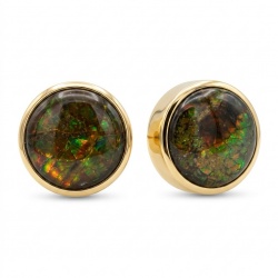 Sublime Aura Canadian Fire Ammolite 14K Rose Gold over .925 Sterling Silver handmade earrings