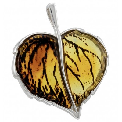 Golden Leaf Buttescotch Baltic Amber .925 Sterling Silver dipped in 18K Gold handmade pendant