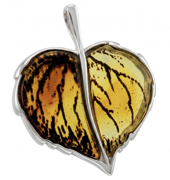 Golden Leaf Buttescotch Baltic Amber .925 Sterling Silver dipped in 18K Gold handmade pendant