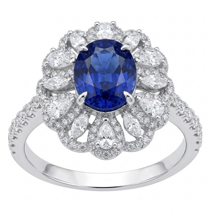 Authentic 4.5 carat Kyanite Moissanite .925 Sterling Silver handcrafted Ring size 9