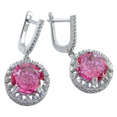 Emily 6.5 carat Brazilian Watermelon Tourmaline .925 Sterling Silver Handcrafted Earrings