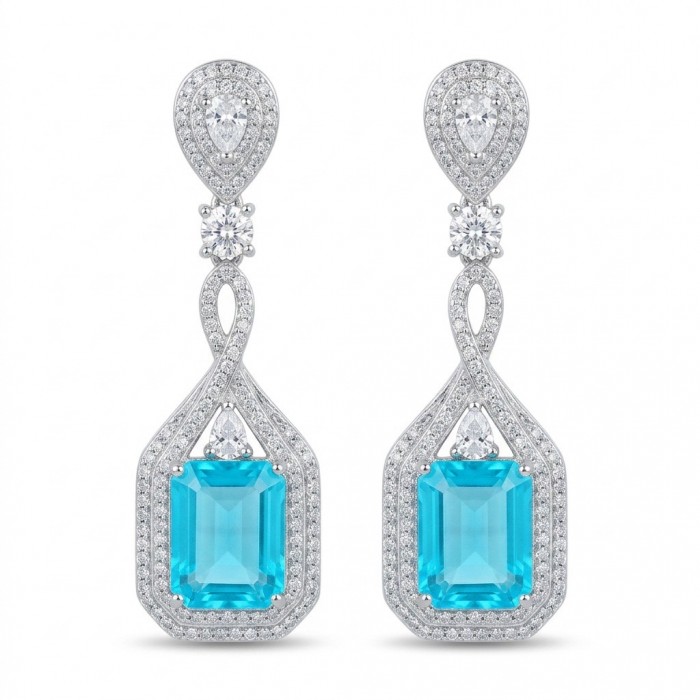 Bellissima Incredible 12.5 carat Paraiba Tourmaline .925 Sterling Silver entirely handmade earrings