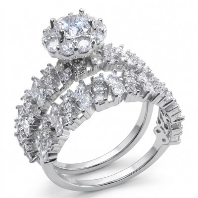 Aphrodite - 5.8 carat White Topaz .925 Sterling Silver handcrafted stack up ring size 8