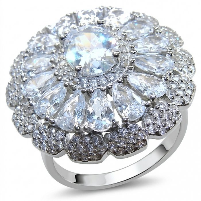 Giovanna - Precious 14.5 carta White Topaz rhodium over .925 Sterling Silver Statement ring size 7 1/4 - video