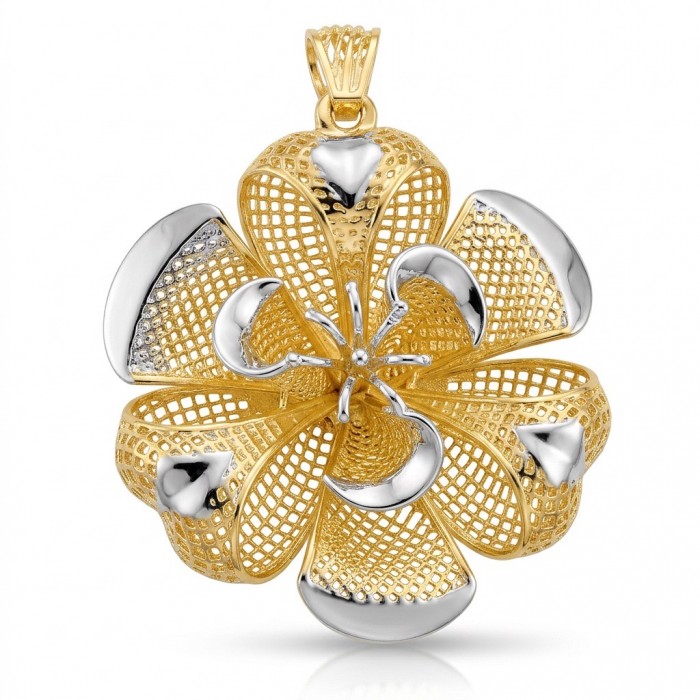 Dubai Style - Golden Rose .925 Sterling Silver dipped in 22K Gold handmade Pendant