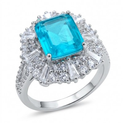 Eau Pure 7.5 carat Paraiba Tourmaline .925 Sterling Silver Handcrafted Ring size 8 1/4