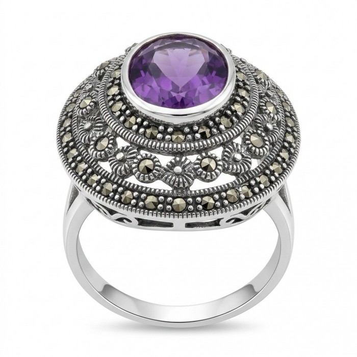 Liliana 7.5 carat Amethyst .925 Sterling Silver Handcrafted Ring size 7 1/4
