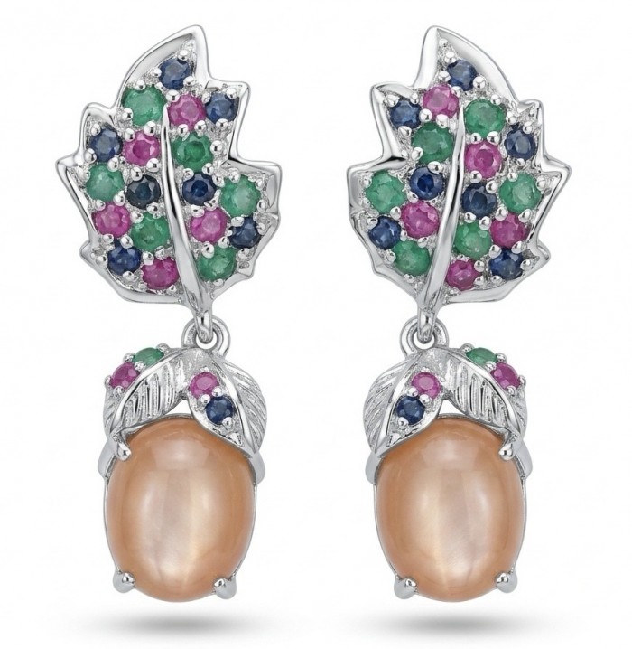 Giovanna 18.2 carat Golden Sapphire .925 Sterling Silver dipped in rhodium Statement Earrings