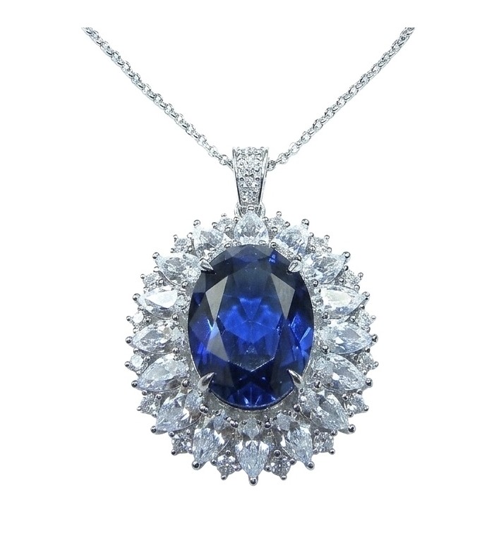 Atlantica Natural 20.7 carat African Tanzanite .925 Sterling Silver handcrafted Necklace
