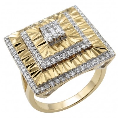 Art Deco 2.2 carat White Topaz 14K Gold over .925 Silver handcrafted Cocktail Ring s. 6 1/4