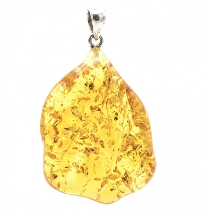 Prehistoric Authentic Golden Baltic Amber .925 Sterling Silver beautifully handcrafted Pendant