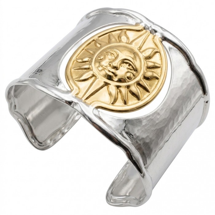 Renewal - Byzantine design 14K Gold over .925 Sterling Silver handcrafted Bracelet / Cuff