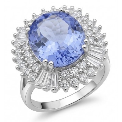 Precious Design oval cut 7.9 CARAT Tanzanite .925 Sterling Silver Statement Ring s. 8