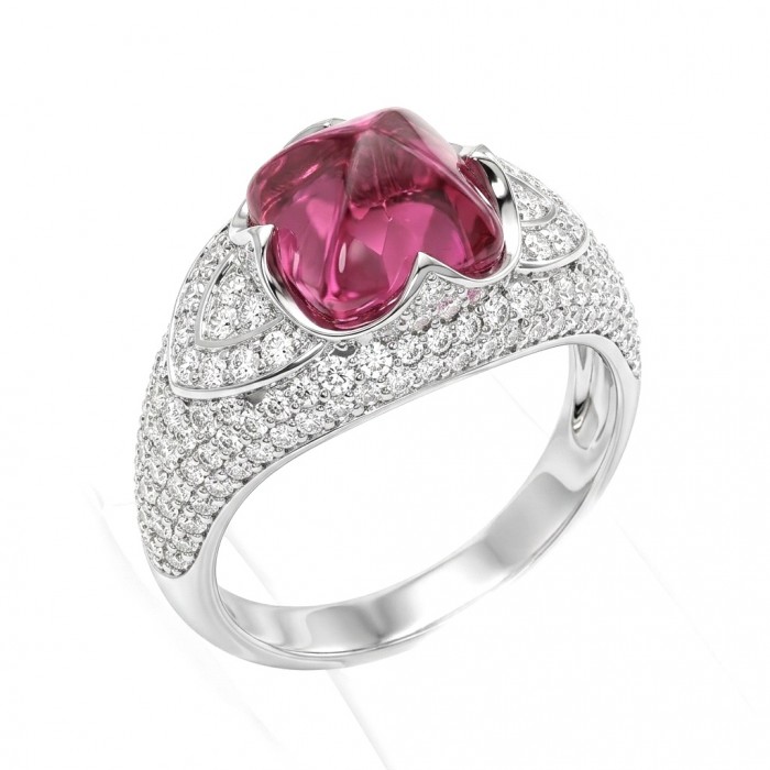 Bella Rosa Natural 5.8 carat Pink Tourmaline .925 Sterling Silver handmade Statement Ring size 7