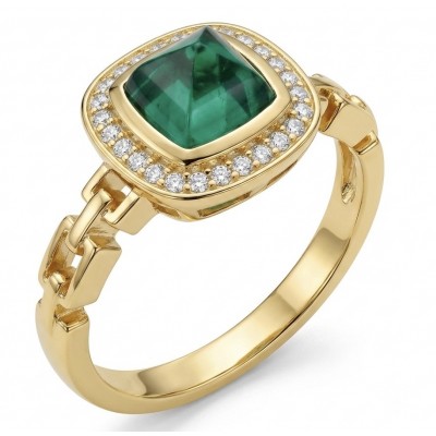 4.9 carat natural Colombian Emerald .925 Sterling Silver diped in 18K Gold handmade Statement Ring size 7 1/4