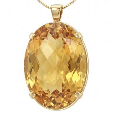 Luxury genuine 39.7 CARAT oval fancy cut Champagne Topaz .925 Sterling Silver dipped in 22K Gold handmade Pendant