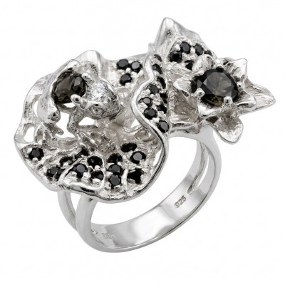 Blue Flowers 10.2 carat natural Sapphire .925 Sterling Silver dipped in rhodium Perfectly handcrafted Ring s. 8