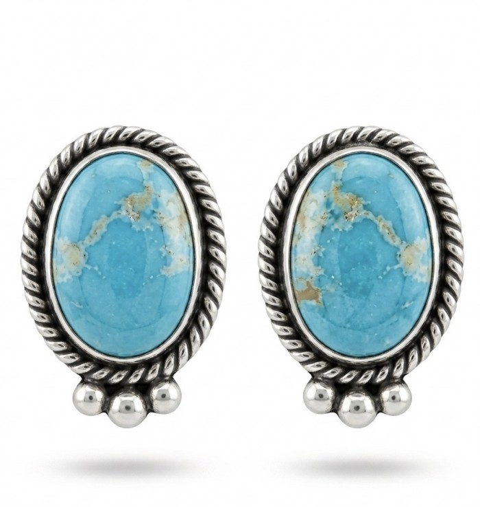 Great authentic Sleeping Beauty Turquoise .925 Sterling Silver handcrafted Earrings