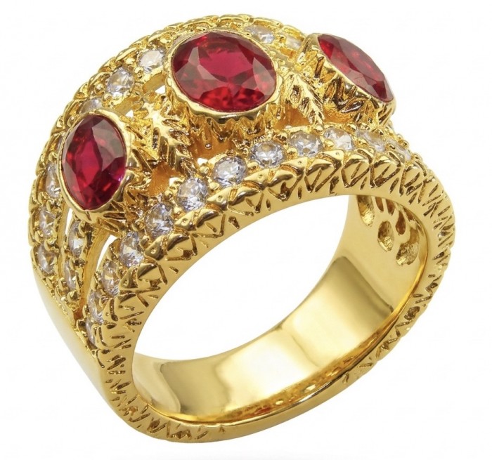 Born to Glam authentic 10.2 carat Ruby 14K Gold over .925 Silver handcrafted Ring s. 7