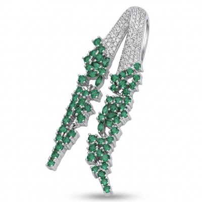Heirloom Genuine 10.5 carat Colombian Emerald .925 Sterling Silver dipped in rhodium handmade Pendant