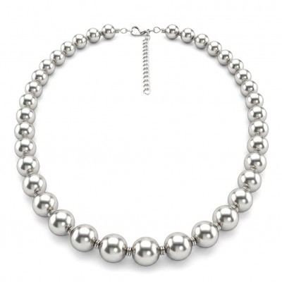 Fancy Italy made Silver Beads Sterling Silver necklace 16'' long, 10 mm wide