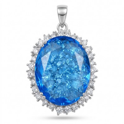 Angelina 10.9 carat authentic Swiss Blue Topaz .925 Sterling Silver Handcrafted handmade Pendant