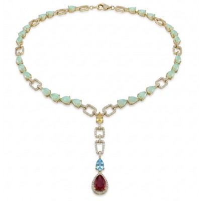 Flawless rare Chrysophrase 18K Gold over .925 Sterling Silver handcrafted necklace