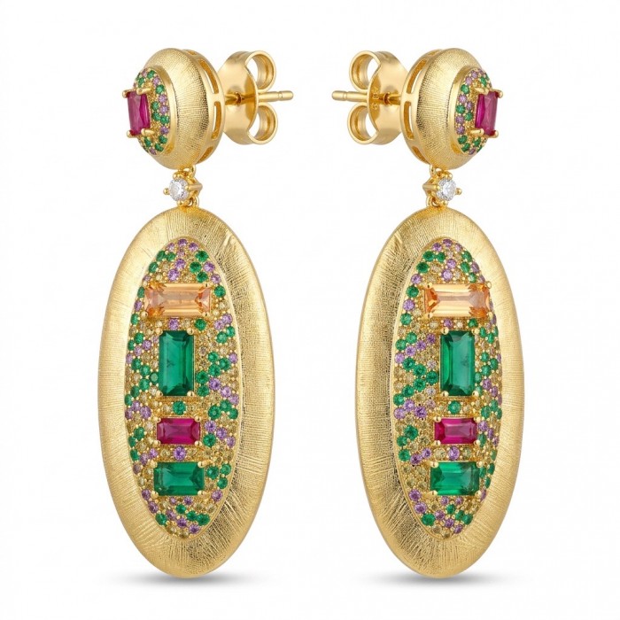 Byzantine design Authentic 8.2 carat Topaz 18K Gold over .925 Sterling Silver handcrafted Statement earrings