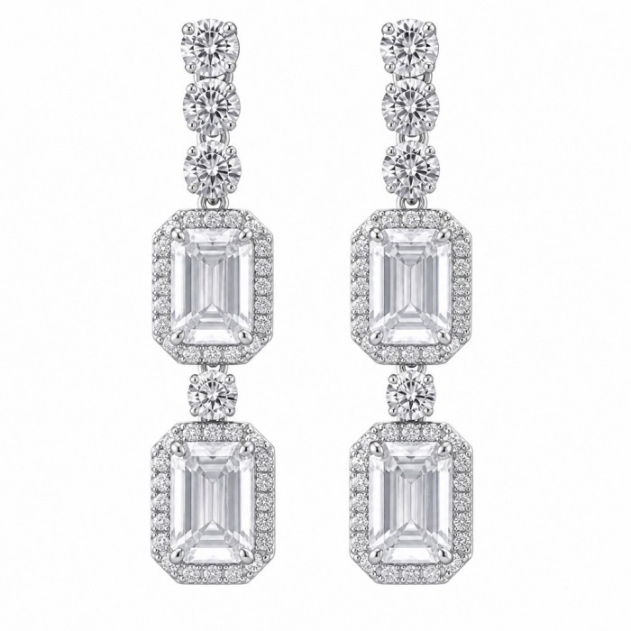 Mademoiselle 8.9 carat Moissanite .925 Sterling Silver Statement earrings