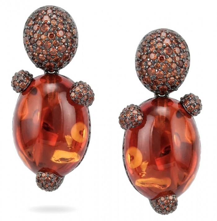 Exquisite 12.4 ctw Red Topaz 7.2 carat pave Ruby .925 Sterling Silver dipped in black rhodium handcrafted Statement earrings