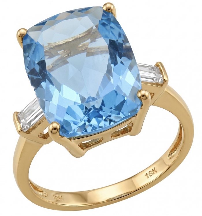 Angelina 9.4 carat authentic Swiss Blue Topaz .925 Sterling Silver dipped in 18k Gold Handcrafted Ring size 6 - video