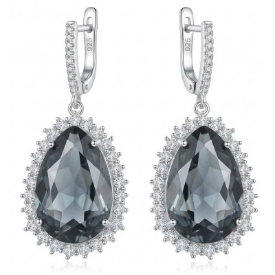 Stella 14.9 carat authentic London Blue Topaz .925 Sterling Silver Handcrafted Earrings