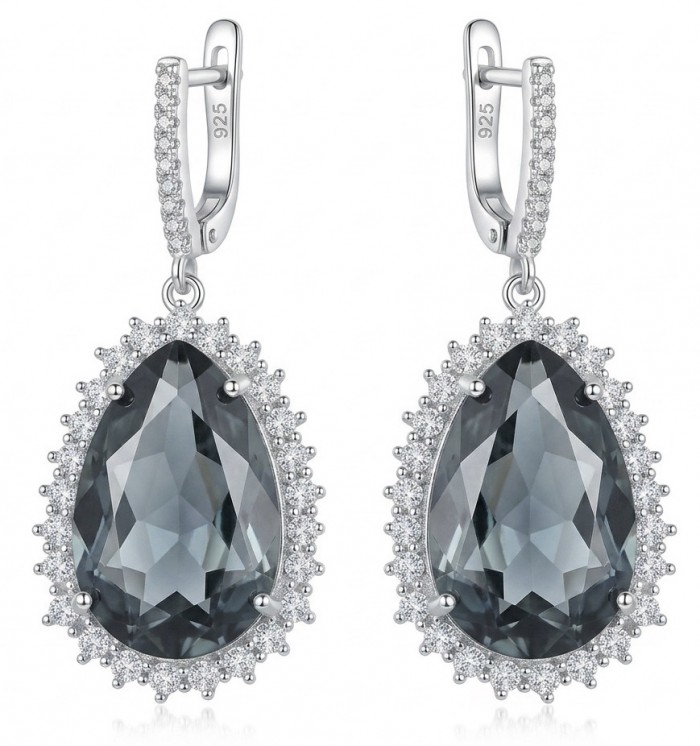 Stella 14.9 carat authentic London Blue Topaz .925 Sterling Silver Handcrafted Earrings