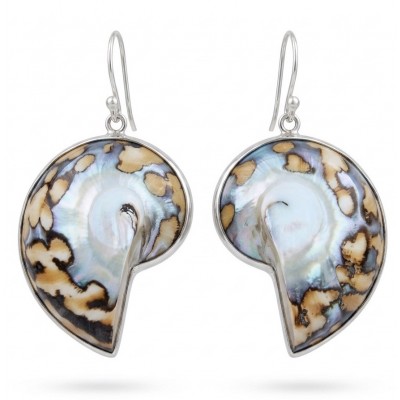 Fabulous Nautilus Ocean Shells .925 Sterling Silver handmade earrings