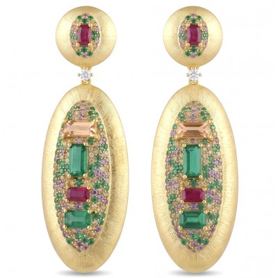 Byzantine design Authentic 8.2 carat Topaz 18K Gold over .925 Sterling Silver handcrafted Statement earrings