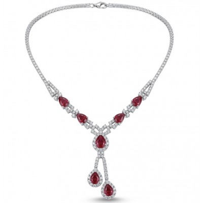 Royalty 12.2 carat Ruby .925 Sterling Silver .925 Sterling Silver Statement Necklace