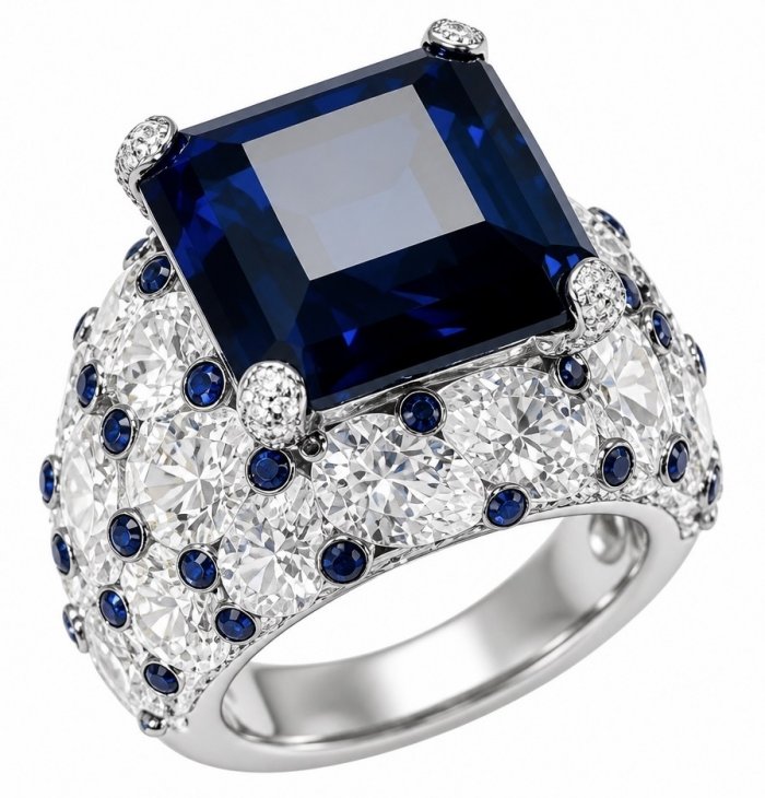 Blue Royalty 15.5 ctw natural Sapphire .925 Sterling Silver handcrafted large Statement Ring size 8 - video