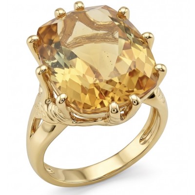 22.8 carat Genuine Heliodor 18K Gold over .925 Sterling Silver handcrafted ring size 10