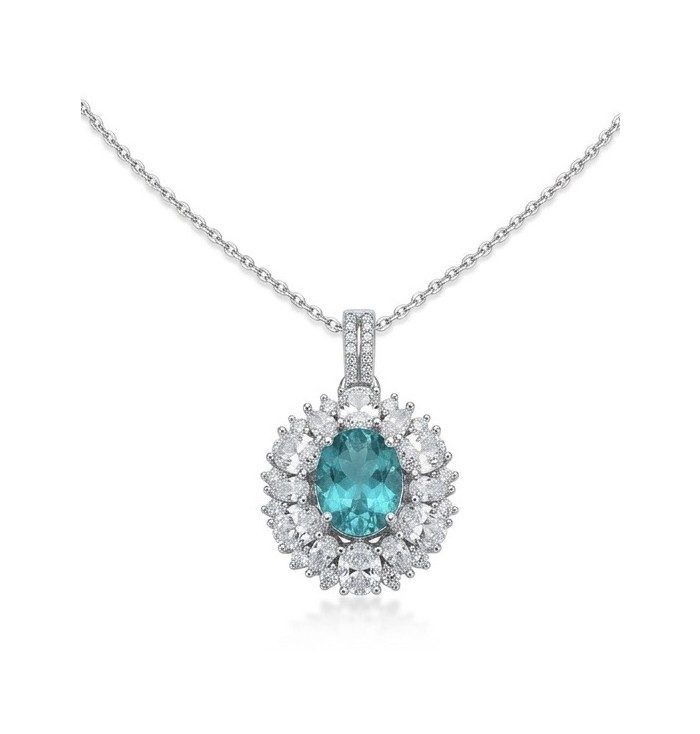 Wonderland 6.8 carat Paraiba Tourmaline .925 Sterling Silver Handcrafted Statement necklace